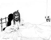 Ο ξένος στο δωμάτιο,1964, μελανι σε χαρτί, παραχώρηση της συλλογής Δάκη Ιωάννου