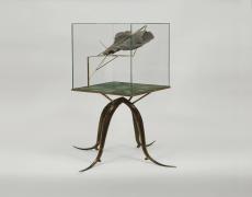 MOMENTO IN CUI TUTTO QUESTO HA UNO SPAZIO, 2013 (DETAIL) BRASS, MINERAL STONE, SEA SPONGE, GLASS  60 X 25 X 25 CM