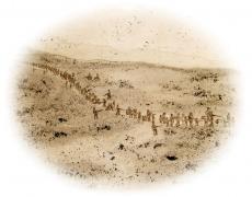 … A STORY I NEVER FORGOT…, 2013 VIDEO INSTALLATION VIDEO STILL OF THE EPISODE “TRIP TO AMERICA”, EMBROIDERY HANDKERCHIEF, THREADS, FABRIC