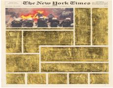 RESURRECTION, 2013 (DETAIL) DIPTYCH, GOLD LEAF ON NEWSPAPER 56 X 30,5 CM EACH