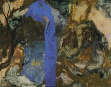 EVENING ANNALS, 2013 EGG TEMPERA ON WOOD 79 X 180 CM